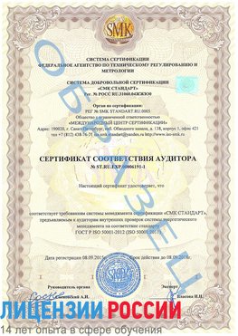 Образец сертификата соответствия аудитора №ST.RU.EXP.00006191-1 Калининград Сертификат ISO 50001