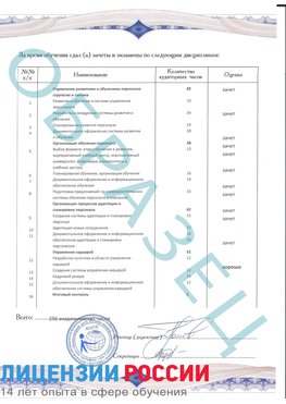Образец приложение к диплому (страница 2) Калининград Профессиональная переподготовка сотрудников 