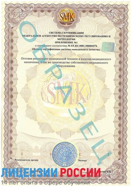 Образец сертификата соответствия (приложение) Калининград Сертификат ISO 13485