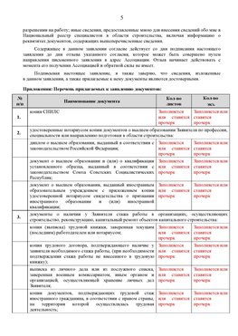 Образец заполнения заявления в НРС строителей. Страница 5 Калининград Специалисты для СРО НРС - внесение и предоставление готовых