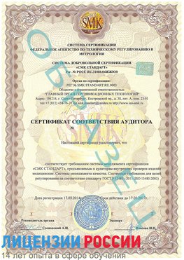 Образец сертификата соответствия аудитора Калининград Сертификат ISO 13485