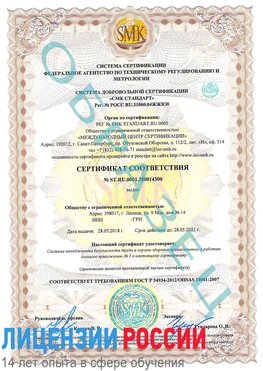 Образец сертификата соответствия Калининград Сертификат OHSAS 18001