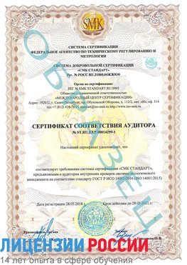 Образец сертификата соответствия аудитора №ST.RU.EXP.00014299-1 Калининград Сертификат ISO 14001